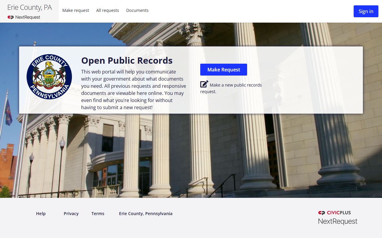 Erie County booking photo request portal for jail mugshots